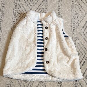 Hanna Andersson Cozy Fleece Vest with Navy Stripes